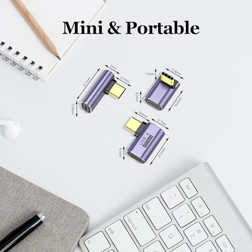 Image of Tobfit USB C Adapter 40Gbps(2 Pack), USB-C Male to Female Adapter 4.0 Type C Data Transfer Connector Compatible for Samsung, MacBook and More Type-C Device-Positive Vertical Bend