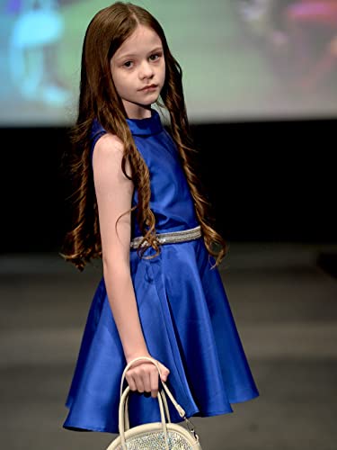 Girls Stain Pageant Interview Dresses Knee Length Suit for Kids Princess Formal Party Dress PT0073