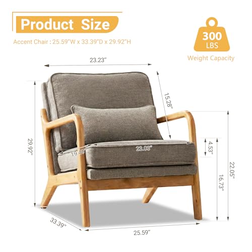 Sillón moderno de madera tapizado gris miniatura 2