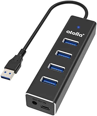 USB Hub, Atolla USB 3.0 Hub 4 Port Extender [Aluminum Shell] Slim Fast USB Splitter Supported for Laptop USB Extension Multi Port for Surface Pro/XPS/PS4, USB Wifi Adapter, Flash Drive, Mouse