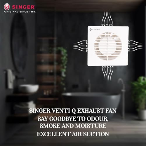 Image of SINGER Venti Q 100mm Energy Efficient Exhaust fan for Kitchen, Bathroom | Turbo Spin 2500 RPM, High Suction With Low Noise | High Speed, Powerful Motor, 100% Copper, 2 Yrs Warranty【White】