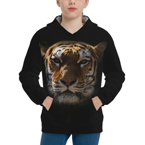 Tiger And Galaxy Boy, Girls Sports Shirt Youth Pullover Fashion Hooded Sweatshirt3