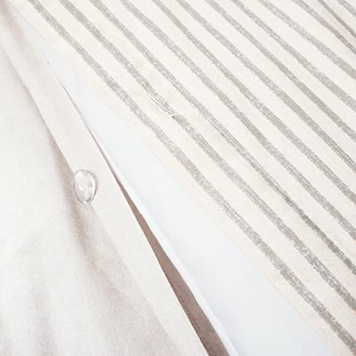 Image of Lush Decor Farmhouse Stripe Reversible Cotton Duvet Cover Twin XL Size 2 Piece Set Yellow & Gray - Twin XL Bedding Set - Striped Duvet Cover - Dorm Essentials