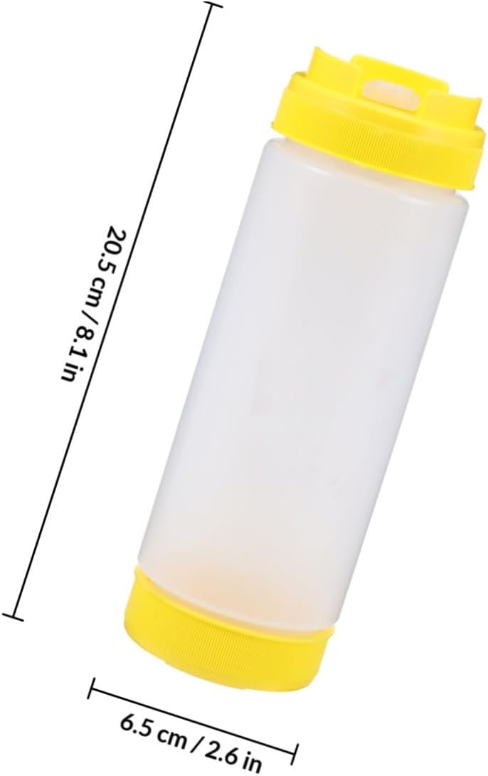 PATKAW Two-headed 20oz Plastic Ketchup and Salad Dressing Squeeze Bottles, Yellow Condiment Dispensers for Kitchen and Dining Use image 2