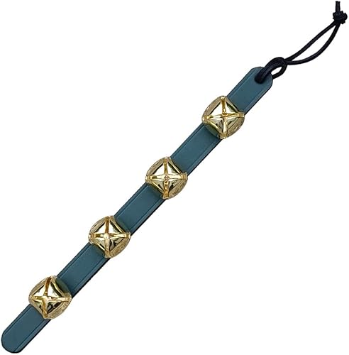 Miniatura 7 de RRD - Campanas colgantes de trineo para puerta 4 campanas colgantes de latón en correa de cuero negro Cascabel multiusos para puerta de trineo de