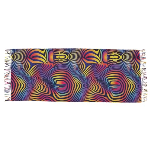 ALAZA Women's Scarves Winter Scarf Cashmere Feel Pashmina Shawls Wraps Psychedelic Pattern Soft Warm Lightweight with Tassels Fall2