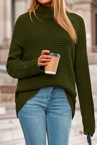 PRETTYGARDEN Womens Sweaters Fall Fashion 2025 Oversized Long Sleeve Mock Neck Chunky Knit Pullover Tops Winter Clothes3