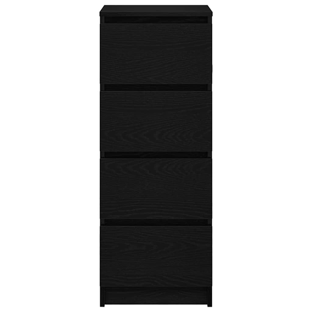 Komoda Czarny Dąb 37,5x35x99 cm Drewno klejone met 4 lades, stabiel en duurzaam, opbergkast voor woonkamer, hal of keuken, hoge draagkracht 60 kg