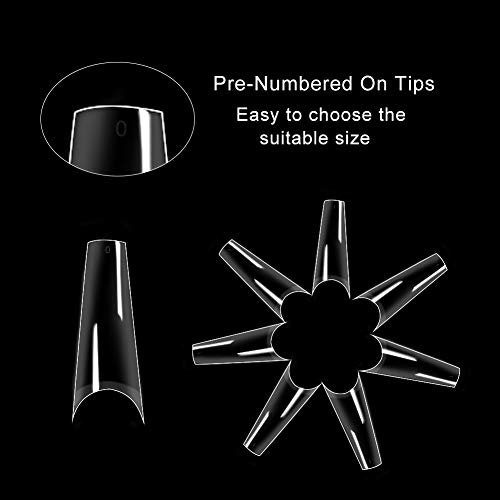 Arofaue 500 Stück Nägel,Ballerina Tips für Nägel Acryl Nägel tips 10 Größen Nageltips Ballerina Tunnel Tips Nägel… – Bild 3