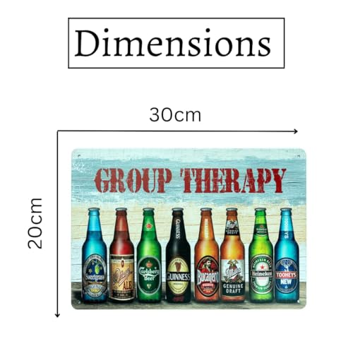 Image of Decorative Retro Metal Signs Wall Plate - 12x8 Inch (Group Therapy) | Weatherproof Vintage Metal Sign Plate for Cafe, Home, Bar, Garage | Decorative Wall Hanging Sign Board