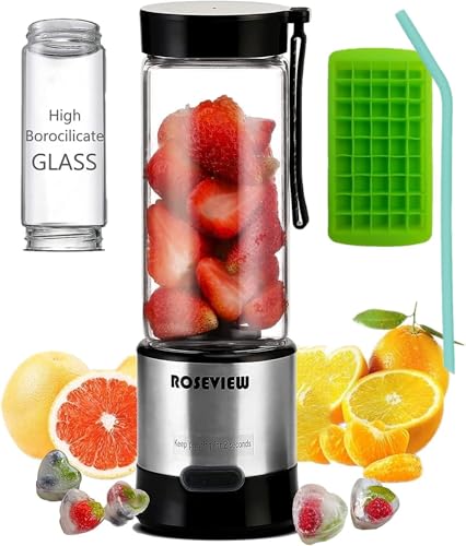 Portable Smoothie blender ROSEVIEW Glass bottle USB rechargeable mini Handheld ...