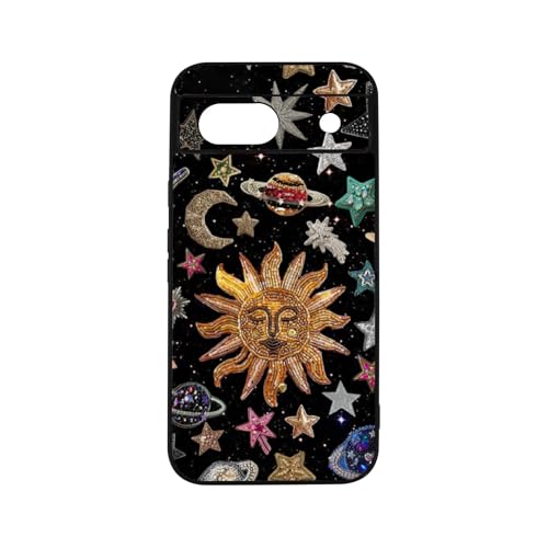 qizjio Vintage Celestial Mosaic Phone Case Shockproof Protective Charm Astrology Night Sky Phone Cover for Google Pixel 8A