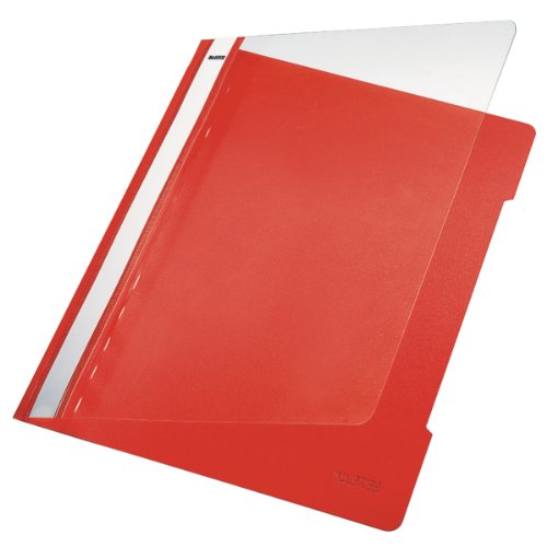 Leitz 4191 Heftmappe für Dokumente, PVC, Standard, mit transparentem Deckel rot