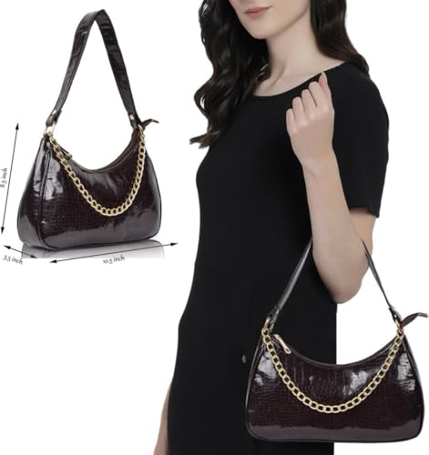 Image of DaisyStar Women Fashion Croco Shoulder Bags - Zip Pocket Canvas Handbag Bags for women