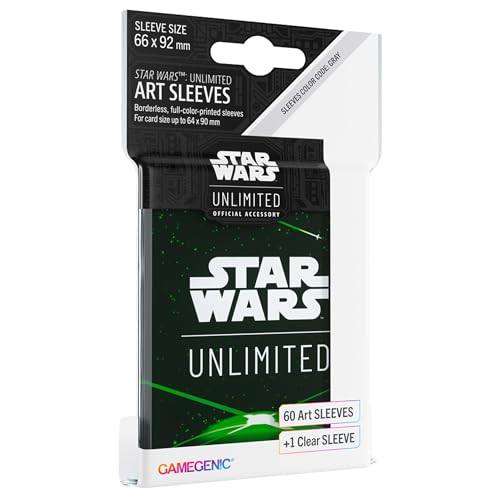 Gamegenic | Star Wars: Unlimited Art Sleeves Card Back Green | Pack de 60 Fundas Ilustradas con Diseño Oficial y 1 Funda Transparente | Optimizado para Star Was Unlimited y Otros LCGs y TCGs