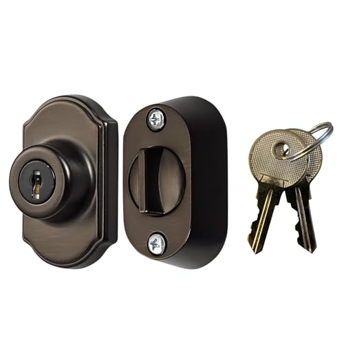 Ideal Security Model 703 Keyed Deadbolt for Storm and Screen Doors, Oil Rubbed Bronze