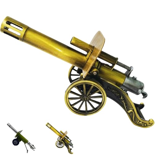 Mini Firecracker Launching Cannon Model Mini Cannon Firecrackers Model Stainless Steel Mini Cannon Model with Recoil Mechanism Desktop Ornament (Brown)