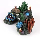 Taoxekoro 1 adorno de pecera de imitación de arrecife de coral, planta de resina, decoración de acuario de montaña, decoración de fondo para el hogar