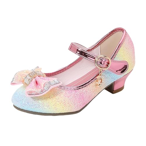 IWIHMIV Princess Dress Up Shoes for Toddler Girls Comfortable Low Heels Slip-on Bow Mary Jane Wedding Party Shoes