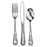Liberty Tabletop 12 Piece Honey Bee Flatware Set, 18/10 Stainless Steel, Silver, Dishwasher Safe, Made in USA, Polished