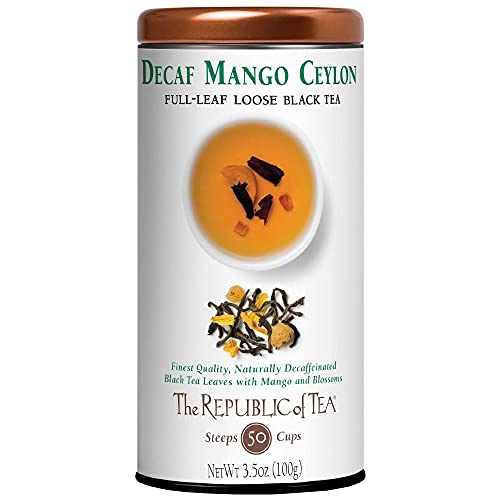 The Republic Of Tea Decaf Mango Ceylon Black Full-Leaf Loose Tea 3.5 Ounce Tin | Steeps 50 Cups #TOP11
