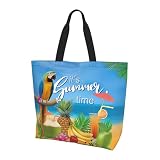 ENGhjes Bolsa de hombro para mujer, diseño de loro, piña, pájaro, casual, reutilizable, para el trabajo, gimnasio, compras