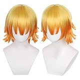 Ani·Lnc Short Orange Agatsuma Zenitsu Wig Cosplay costume Wigs Yellow Short Hair Wigs For Men Women