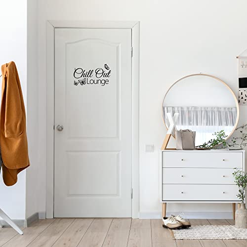 Dekoaufkleber Chill Out Lounge 26,5x16,5cm für Jugendzimmer Schlafzimmer Kinderzimmer Tür Türaufkleber Wandtattoo Wand Sticker Aufkleber selbstklebend Y072 (Schwarz)