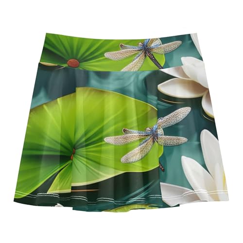 Joisal Athletic Shorts for Girls Skorts White Water Lilies Green Kids Tennis Skirts Children Girl Skort 3t