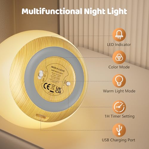 Image of Night Light for Kids, 7 Colors Changing Egg Light for Nursery | Stepless Dimming, Soft Silicone Touch Night Lamp with 1 Hour Timer, Rechargeable Nursery Night for Breastfeeding