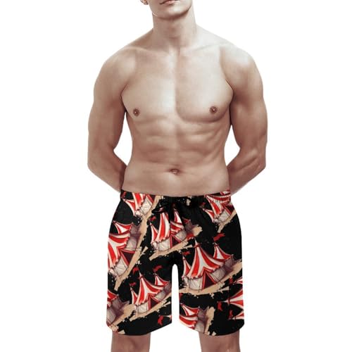Clown Lion Fire Ring Acrobat Men's Swim Trunks Quick Dry Board Shorts Hawaiian Beach Shorts With Pocket3