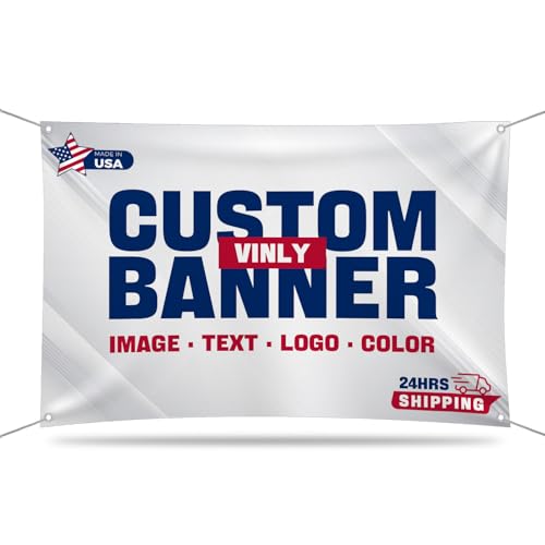 Corvison Bespoke Custom Banner for Business, High-Visibility Personalized Outdoor Sign with Metal Grommets, Weatherproof Birthday Banner & Event Signage (24" x 84"(2' x 7'))