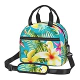 WURTON Bolsa de almuerzo versátil con estampado hawaiano de estilo veraniego, bolsa de almuerzo aislada, para hombres y mujeres, experiencia de almuerzo