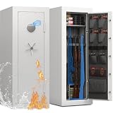 KAER Fireproof 20 Gun Safe with Biometric & Backlit Keypad | 45 Min 1400°F Protection | 5+2 Steel Locking Bolts for Home Defense Firearm & Ammo Storage for Home Defense Firearm & Ammo Storage