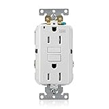 Leviton 15A-125V Extra-Heavy Duty Industrial Grade Weather/Tamper-Resistant Duplex Self-Test GFCI Receptacle, G5262-WTW, White, 15-Amp