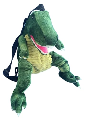 Plush Stuffed TRex Dinosaur Mini Backpack, Plush Green Stuffed Animal Shoulder Bag, Adjustable Nylon Straps with Zipper (DINO-2)