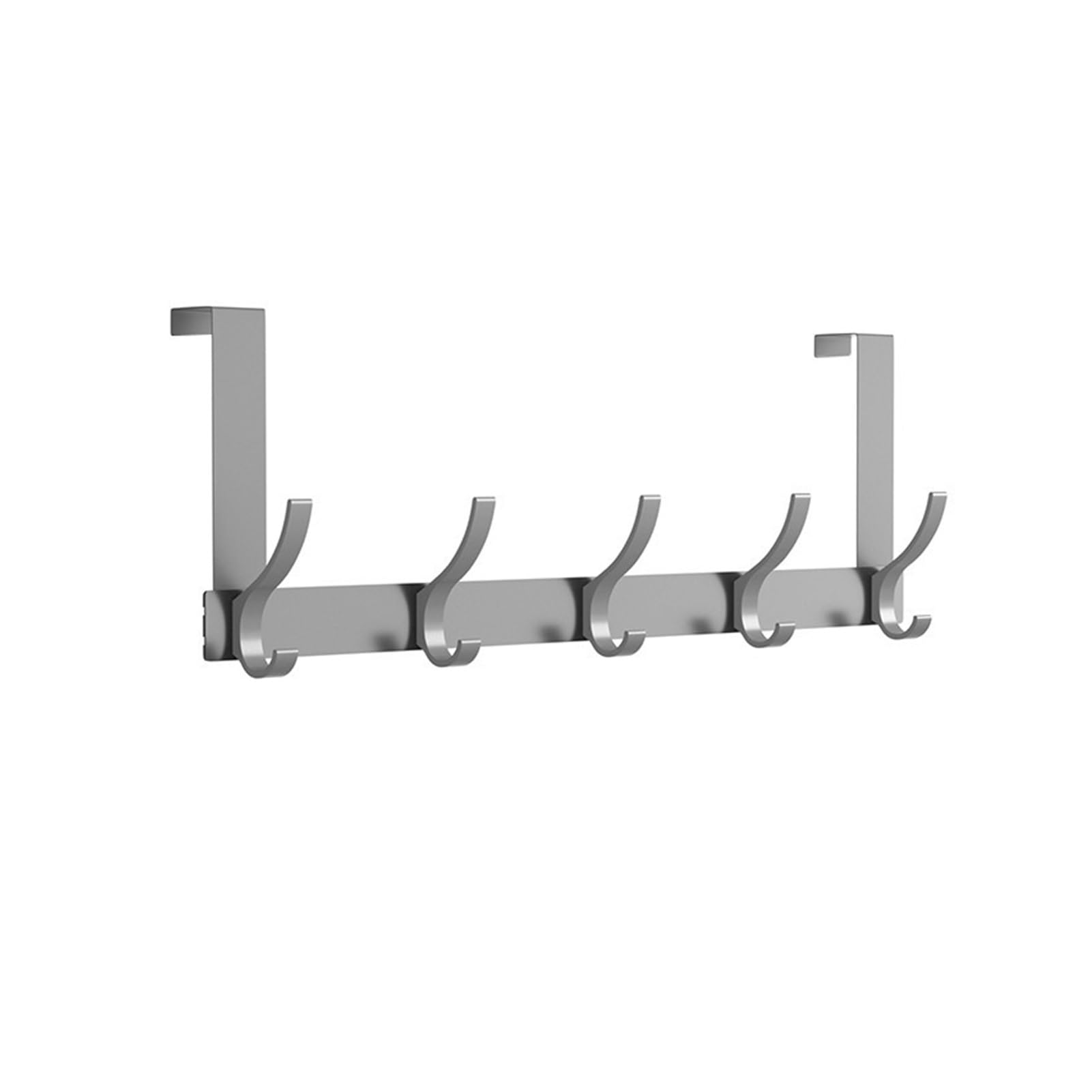 BARRINS Over The Door Hooks Over The Door Hooks Aluminum Bathroom Hooks Door Hanger Hooks Over The Door Towel Racks for Bathroom for Hanging Clothes Coats(Gray Short 5 Hooks)