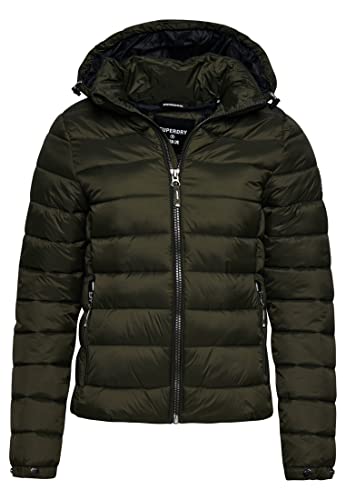 Superdry Womens Classic Fuji Puffer Jacket, Dark Moss, XS
