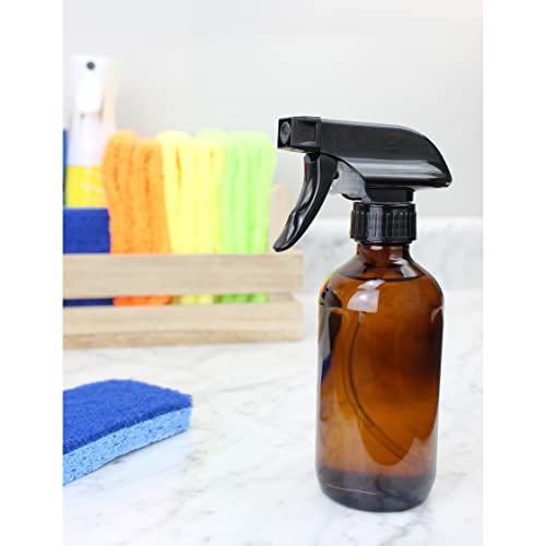 Cornucopia Brands 16-Ounce Amber Glass Spray Bottles W/Reusable Chalk Labels (2 Pack), Heavy Duty Mist & Stream 3-Setting Sprayer; Great For Essential Oils #TOP1