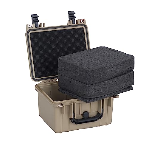 Image of MEIJIA Portable All Weather IP67 Waterproof Camera Case,hard case with Customizable Fit Foam,Fit Use of Drones,Camera,Equipments,10.62 x9.68x6.87inches(Desert Tan)