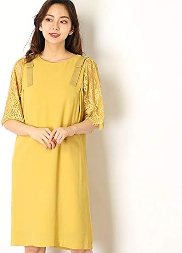 Amazon Co Jp キャサリンロス Katharine Ross Katharine Ross 肩リボンレース袖付きドレス イエロー M F 服 ファッション小物