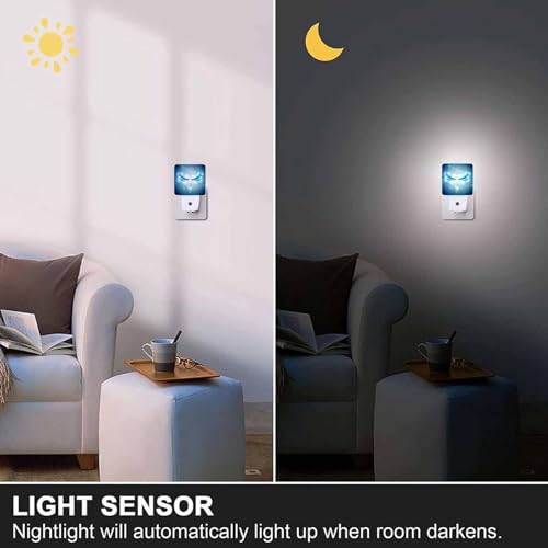 Image of LED Night Light,Shiny Abstract Dragonfly LED Night Light Plug into Wall with Dusk to Dawn Light Sensor White Energy Efficient Nightlight for Bedroom Bathroom Hallway Living Room Kitchen