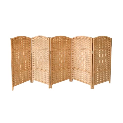 4/5/6パネルのショートルームディバイダー、織り遮光木製プライバシースクリーン、寮オフィス幼稚園用の一時的な壁(70x30cm-5 panels)