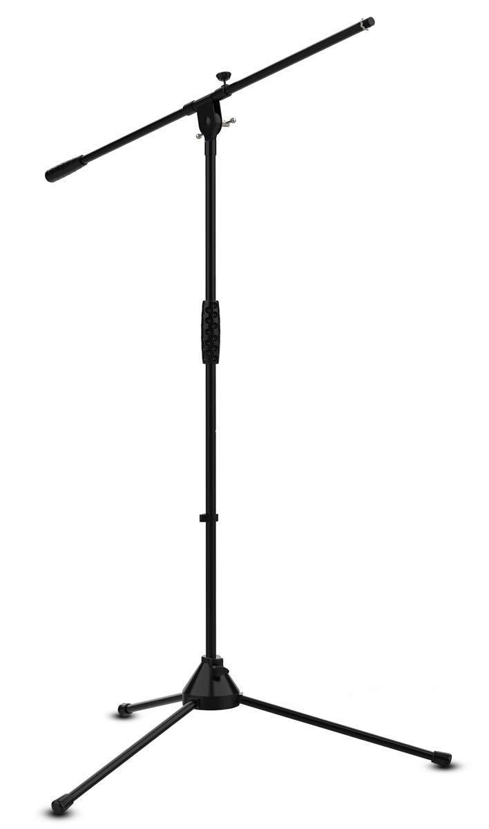 Audibax Ayra 10 Nero - Supporto per Microfono da Pavimento - Supporto con Braccio Regolabile e Clip per Microfono - Supporto per Microfono con Base - Design Pieghevole e Regolabile in Altezza