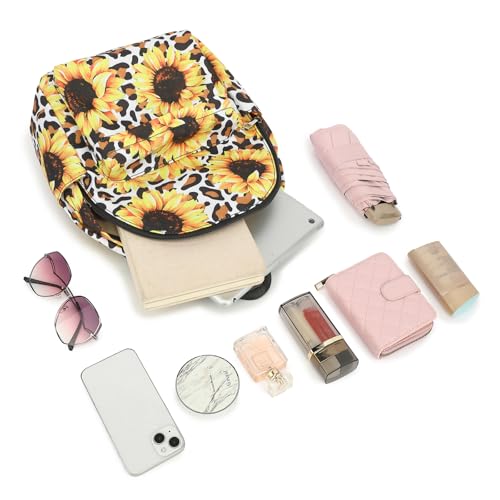 Image of Leopard Sunflower Mini Backpack Women Girls, Small Backpack Purse for Adults Teens Kids School Travel