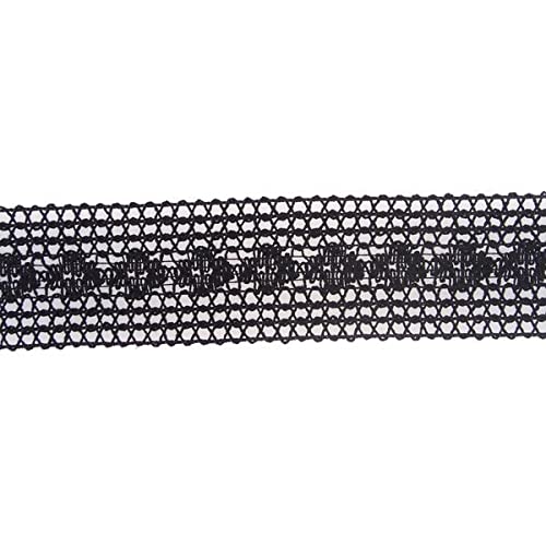 RUBAN DE DENTELLE COTON - LARGEUR 45MM - COUPE AU MÈTRE (Noir)