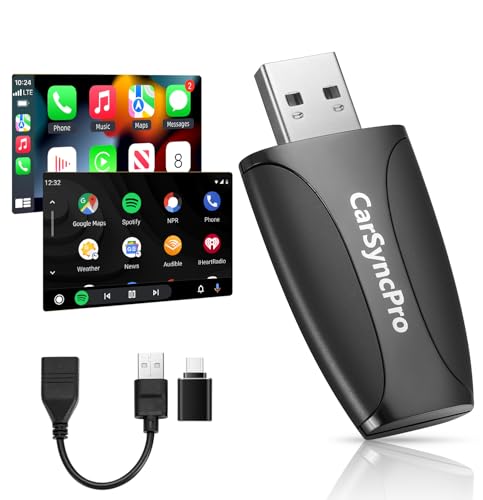 Wireless CarPlay & Android Auto Adapter - Fast & Stable Connection, Plug & Play, Universal Fit for iOS 10+/Android 11+, Transform Your Wired System to Wireless with Type-C/USB-A for 800+ Cars (2016+)