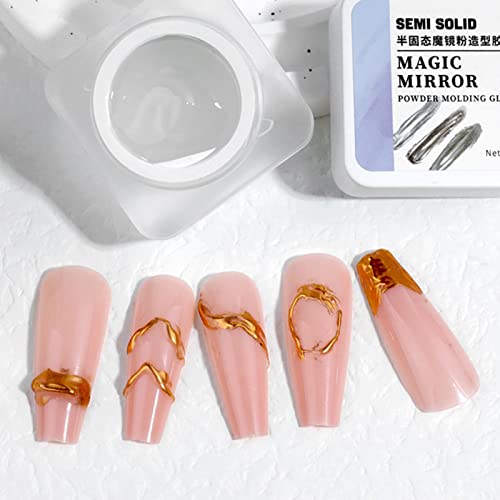 para Moldagem Em pó para Espelho Profissional para Unhas Em pó Com, Gel para Unhas, Gel para Pontas