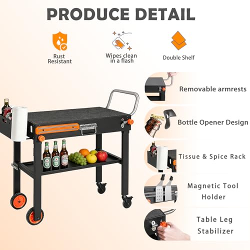 Image of Foldable Heavy-Duty Grill Cart, Blackstone Stand Compatible with Blackstone 17 /22 inchGriddle, Grill Table Designed for Outdoor and BBQ Enthusiasts, Easy to Move, Ideal for Camping and Backyard Party