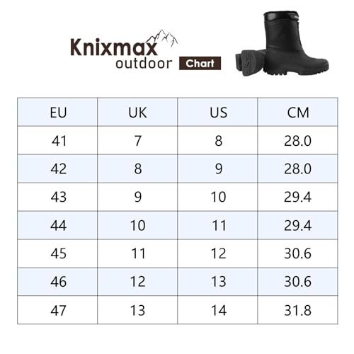 Knixmax Outdoor Winterstiefel Herren Warm Gefütterte Schneestiefel Winterschuhe mit wasserdichtem Obermaterial und rutschfesten Sohlen Geeignet für die Schneesaison im Winter Schwarz EU44